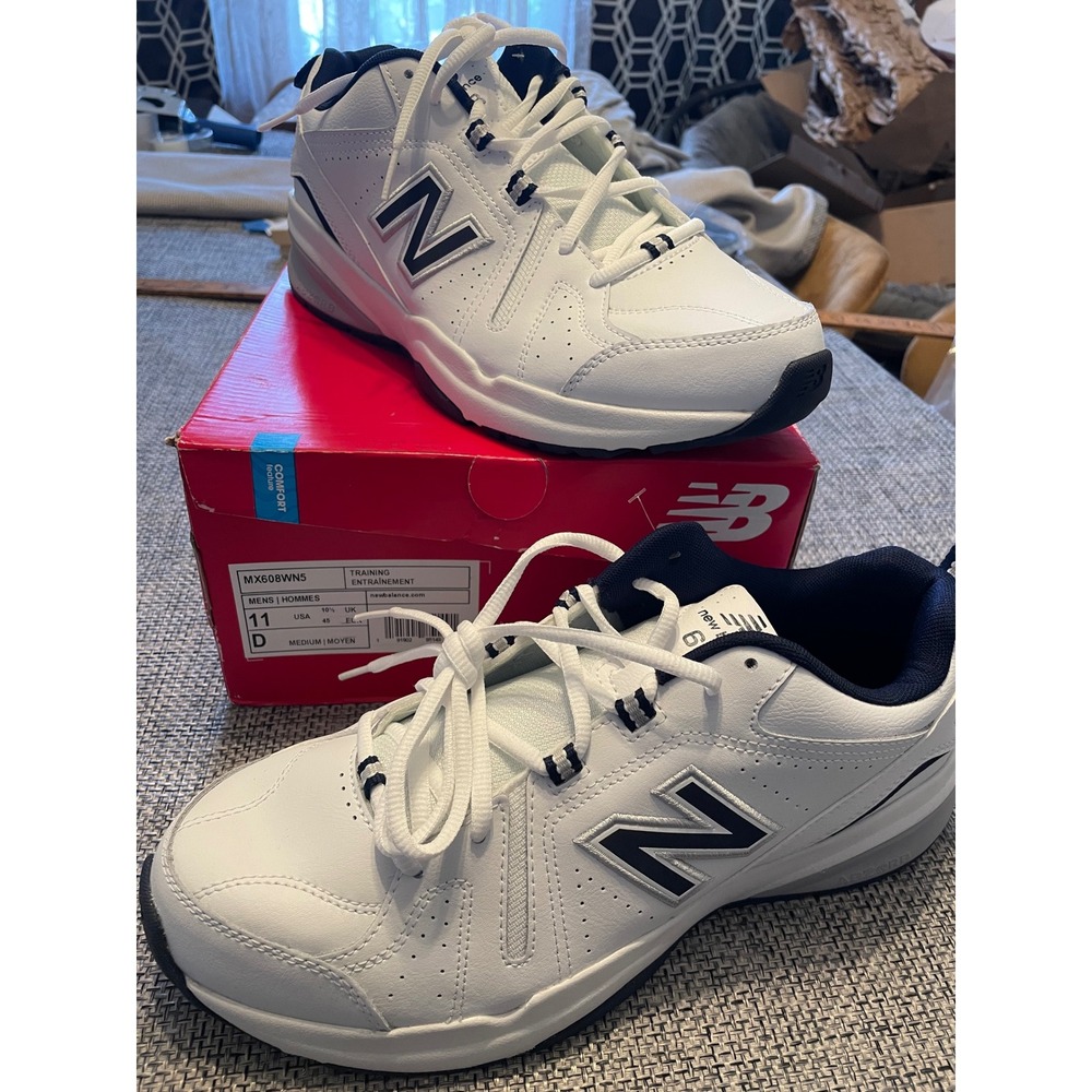 New Balance 608 V5 Mens Training Shoes White Navy MX608WN5 Size 11 D